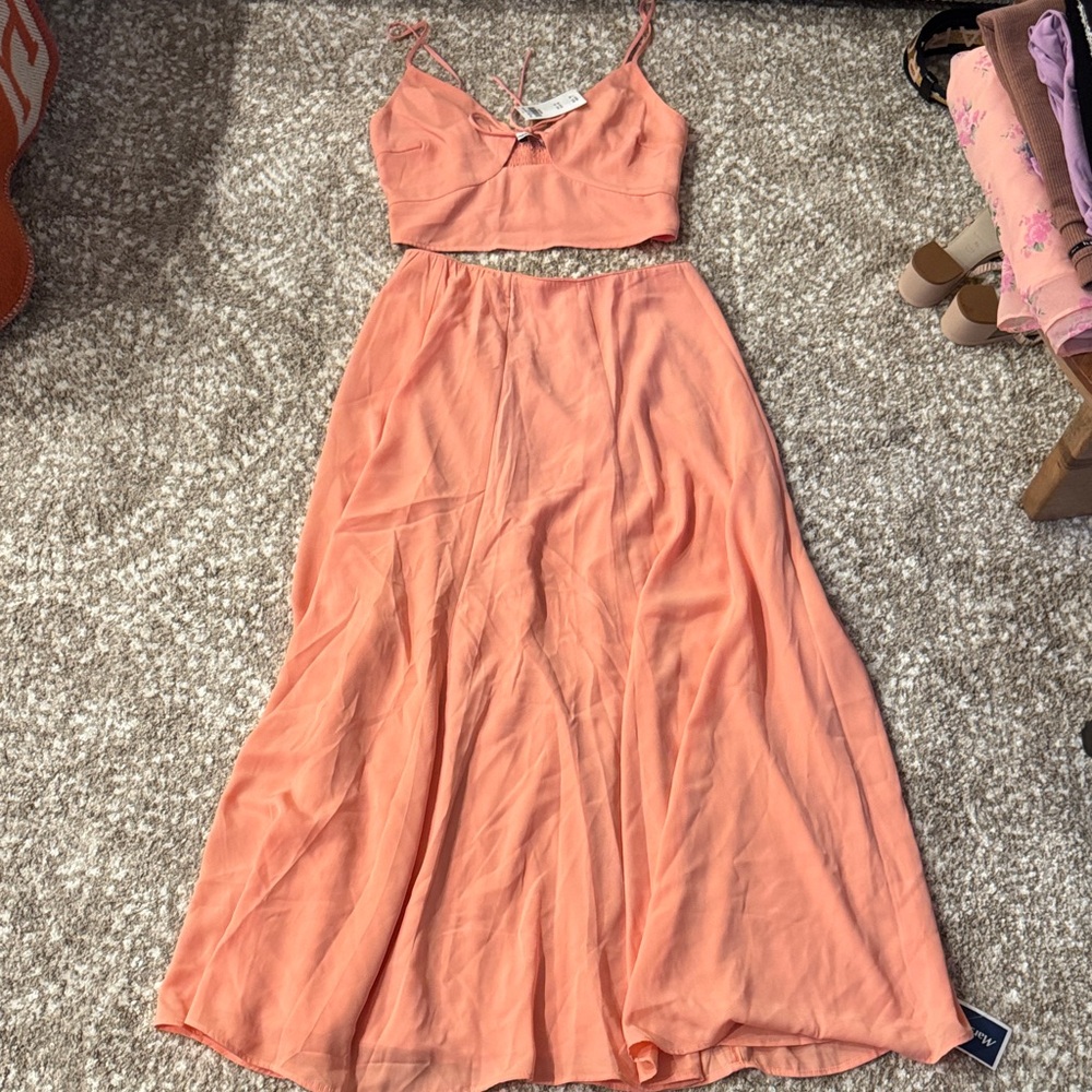 Abercrombie & Fitch Peach Two-Piece Maxi Skirt Set